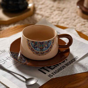 コーヒーカップ&ソーサーセット レトロ 英国風 陶器 ラテアート ラテカップ カフェラテ用 異国風 ボヘミアン 軽奢 ライトラグジュアリー 高見え デザイン 上品 精巧 オフィス 家庭用 レス