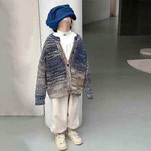 ニットカーディガン キッズ 男の子 おしゃれ カジュアル 長袖 前開き ボタン ラウンドネック 綿混 ポリエステル 柔らかい 快適 アウター トップス セーター ブルー グリーン