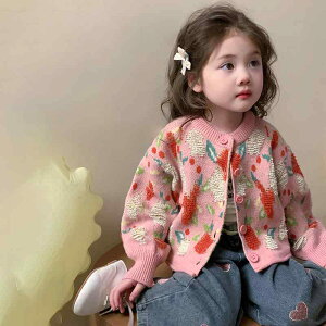 カーディガン 女の子 ベビー キッズ ジュニア 長袖 ニット 丸首 前開き トップス アウター 春秋 秋冬 おしゃれ かわいい 韓国風 柔らか肌触り ソフトタッチ ポリエステル 普段着 通園 通学