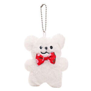 キーホルダー ぬいぐるみ 子犬 マスコット ドッグ キャラクター かわいい ふわふわ もこもこ 蝶ネクタイ リボン飾り キーリング キーチェーン ストラップ チャーム バッグチャーム おしゃれ