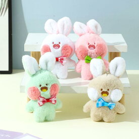 ぬいぐるみ かわいい 蝶ネクタイ うさぎ ふっくら マスコット ふわふわ モフモフ キーホルダー バッグチャーム ストラップ ファッション小物 約15cm ピンク グリーン ホワイト ブラウン ベージュ