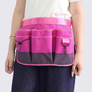 エプロン 男女兼用 メンズ レディース 半身 ショート丈 オックスフォード生地 多ポケット ウエストポーチ ツール腰袋 通気性メッシュ 防汚 ガーデニング DIY 厨房 作業 カフェ 料理 ピンク ブ