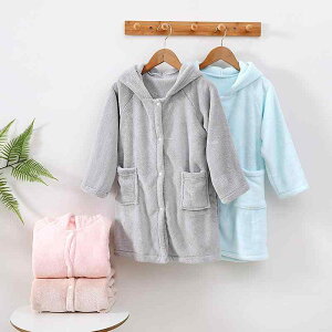 バスローブ キッズ 子供用 男の子 女の子 クマ耳付き 長袖 厚手 サンゴフリース マイクロファイバー 吸水速乾 ふわふわ 湯上り着 お風呂上がり 着るバスタオル 男女兼用