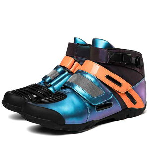 ライディングブーツ メンズ 男性用 オートバイ バイク用 レーシング ショート丈 アンクルブーツ ツーリング 街乗り 走行靴 オールシーズン対応 ブラック ブルーオレンジ ブラックレッド ブ