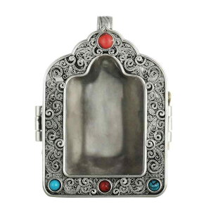 お守り ペンダント ネックレス 男女兼用 チベット式 ガウボックス 観音菩薩像 携帯用 開閉式 ミニ仏像ケース 護符入れ 守護仏 開運 仏具 御守り アミュレット