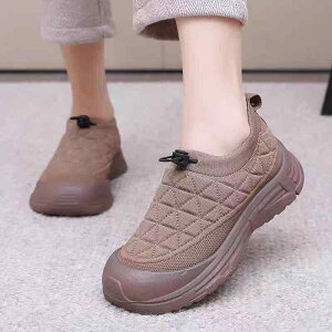 コンフォートシューズ スニーカー レディース カジュアル ウォーキングシューズ スリッポン 軽量 防滑 滑り止め 柔らかい ソール クッション性 暖かい 裏ボア 裏ファー ふわふわ 丸いつま先