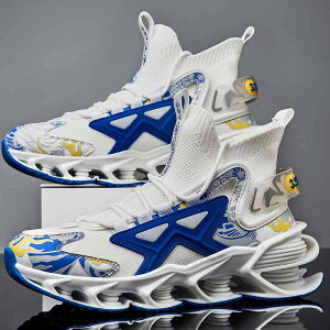 スニーカー メンズ 男性用 厚底ブレードソール カジュアル 普段使い 日常 軽量 ハイカットソックス メッシュアッパー 生地アッパー 身長アップ効果 脚長効果 レースアップ ラウンドトゥ 韓