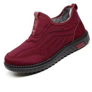 コンフォートシューズ 綿靴 レディース 女性用 ママ用 中高年 シニア向け 冬用 裏ボア 厚手 保温 防寒 暖かい 快適 フラットソール 滑り止め ゴム底 耐摩耗性 ラウンドトゥ スリッポン ショ