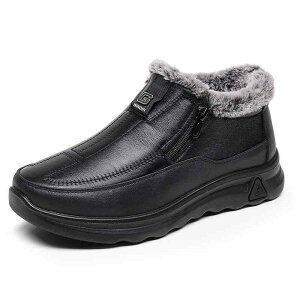 ブーツ メンズ 男性用 冬用 防水 防寒 ハイカット ゆったり 大きいサイズ 中高年 お父さん カジュアル 布靴 合皮 スエード調 ボア裏地 ラウンドトゥ