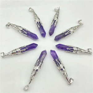 ペンダント 天然水晶 ローズクォーツ グリーンアベンチュリン アメジスト 六角柱 六角錐 振り子 ペンデュラム パワーストーン ジュエリー ラッキーアイテム 占い ダウジング ヒーリング ア