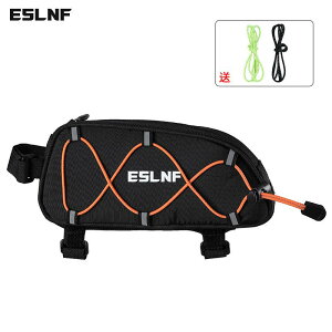 自転車バッグ サイクリング用 MTB ロードバイク対応 トップチューブバッグ フロントフレームバッグ 防水 撥水 反射材 リフレクター 大容量 収納 ナイロン オックスフォード ブラック(x2)