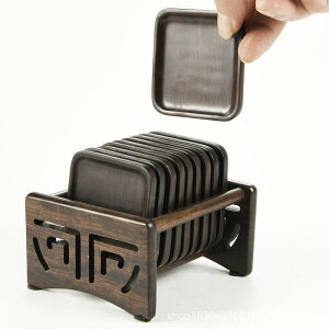 コースター 黒檀材 エボニーウッド 木製 無垢材 断熱 耐熱 茶托 茶道用 お茶用 コーヒーカップ用 ティータイム カフェ 高級感 モダン シンプル