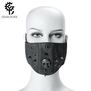 マスク 男女兼用 ユニセックス パンク ロック スカル フェイスマスク レザー 型押し 防塵 PM2.5対応 フィルターシート付き 耳掛け式 ブラック アウトドア バイク ストリートファッション イベ