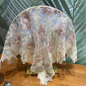 ミラーカバー ドレッサー 化粧台 卓上ミラー 円形 レース 白 ファブリック 防塵 ホコリよけ 汚れ防止 目隠し 上品 かわいい エレガント インテリア アクセント シンプル