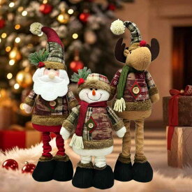 クリスマスオーナメント 伸縮式 サンタ スノーマン トナカイ 置物 布製 ファブリック クリスマスパーティー 室内装飾 デコレーション オブジェ