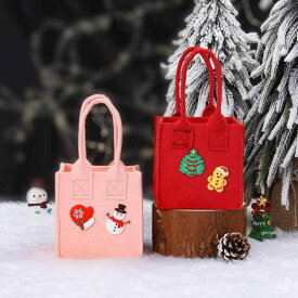 ギフトバッグ キッズ クリスマス プレゼント用 お菓子入れ フェルト DIY 手作り キット 手提げ袋 贈り物 パーティー イベント 装飾 かわいい 赤 緑 ピンク