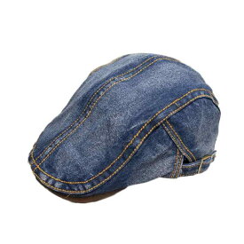 帽子 レディース レトロ ウォッシュド デニム PU ハンチング キャスケット ベレー帽 UVカット 日よけ 小顔効果 万能 カジュアル おしゃれ オールシーズン ライトブルー ブラック