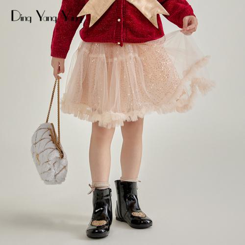 チュチュ スカート キッズ 秋冬 女の子 子供服 海外風 スパンコール 刺繍 ふわふわ レッド ピンク チュール 衣装