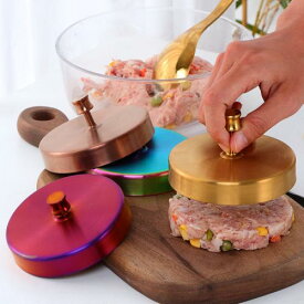 ハンバーガー プレス ミートプレス パティ メーカー キッチン用品 調理器具 ステンレス ライスバーガー ミート ハンドル おにぎり 型