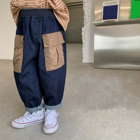 デニム パンツ ベビー 男の子 韓国 ジーンズ キッズ ファッション カジュアル おしゃれ かわいい 子供 ズボン 春秋 赤ちゃん 紺