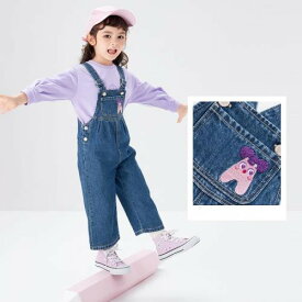 デニム オーバーオール ベビー キッズ サロペット 子供服 女の子 ジーンズ パンツ 春秋 プリント 韓国 かわいい カジュアル