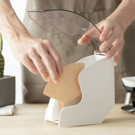コーヒーフィルターケース ペーパー ホルダー シンプル キッチン 収納 無垢材 扇形 防塵 ふた付き 入れ物 容器