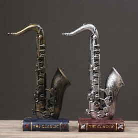 音楽 ミニチュア 楽器 模型 置物 オブジェ 装飾 レトロ サックス ギフト プレゼント ゴールド シルバー