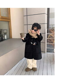 ダッフルコート キッズ 2022年 秋冬 アウター おしゃれ ウール 男の子 子供服 ボーイズ ロング フード付き ブラック オレンジ