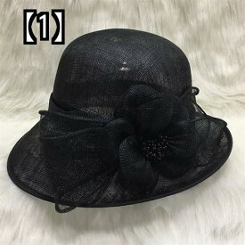 帽子 レディース ファッション ブリティッシュ 麻糸 女性 夏 ファッション エレガント シルク ハット カーリング