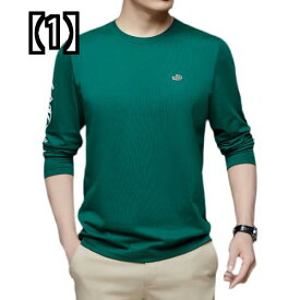 長袖 メンズ シャツ 2022年 秋服 ゆったり ラウンドネック 無地 大きいサイズ 緑 紺