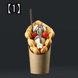 食品 サンプル 置物 フードモデル 展示用 ワッフル アイスクリーム スイーツ パフェ 樹脂製 偽物 飲食店 小道具