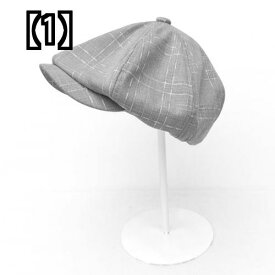 ハンチング 帽子 メンズ 八角形 春夏 イギリス レトロ ベレー帽 キャスケット リネン 薄い 通気性 グレー 茶色