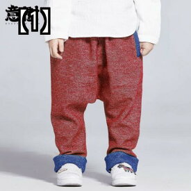 キッズ パンツ ズボン 男の子 子供 ボトムス カジュアル 韓国 中国風 秋冬 ウール 赤 グレー 青