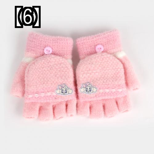 手袋 子供 指なし 女の子 秋冬 ニット 暖かい 赤ちゃん かわいい ウール 5本指 カバー ピンク ライトパープル