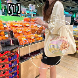 エコバッグ 大容量 マイバッグ 食料品店 韓国 キャンバス バッグ ショルダー ポータブル スーパー ショッピング 買い物 おしゃれ レディース