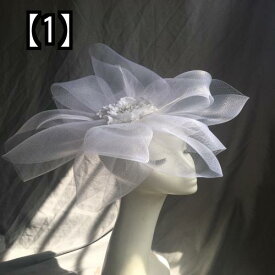 レディース ヘアアクセサリー ウエディング ブライダル 髪飾り フェザー 羽 レトロ メッシュ チュール ハット フラワー ホワイト ドレス ヘッドウェア