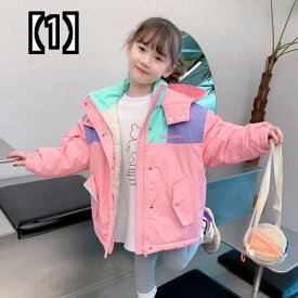 キッズ アウター ジャケット 女の子 子供服 厚手 冬 子供 韓国 コットン 子供服 ベビー ピンク フード付き