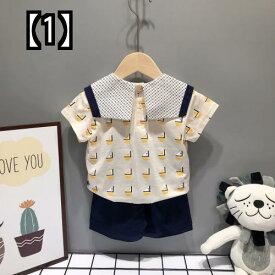 トップス ベビー 子供服 キッズ ファッション かわいい 春夏 男の子 女の子 半袖 Tシャツ ツーピース 上下セット ショートパンツ 韓国 襟 ビッグカラー