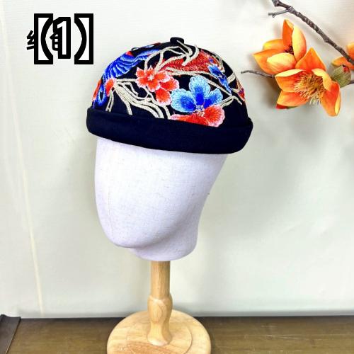 チャイナ ハット 中華 帽子 唐装 中国 レトロ 花 刺繍 ステージ パフォーマンス レトロ レディース レッド ゴールド