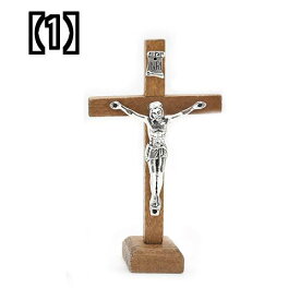 十字架 クロス オブジェ 置物 オーナメント インテリア 装飾 リビング 無垢材 祈り キリスト ブラウン ワインレッド