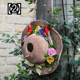 鳥箱 鳥かご バードハウス 鳥の巣 ガーデニング オーナメント 庭 雑貨 DIY 装飾 麦わら帽子