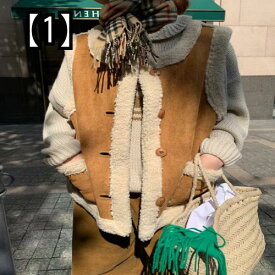 ベスト レディース 秋冬 ジレ おしゃれ アウター カジュアル ファッション ウール 暖かい ジャケット カーキ ムートン