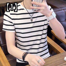tシャツ メンズ 半袖 vネック トップス カジュアル 大きいサイズ 綿 ボーダー 春夏 薄手 韓国 スリム ホワイト グレー ブラック