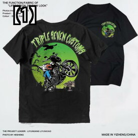 tシャツ メンズ バイク バイカー トップス tシャツ ストリート カジュアル ファッション ツーリング アメリカン レトロ ライダー 半袖 コットン 黒