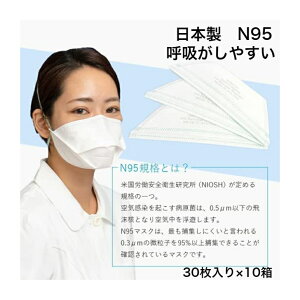 【まとめ買いがお得】 NafiaS(ナフィアス) 日本製 N95規格 ナノファイバーマスク 医療用 30枚入 個別包装 10箱 白色 防疫製品等推奨品認証 ナフィアスN95