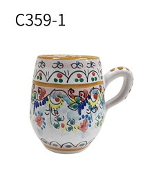スペイン製 手描き マグカップ ハンドメイド コーヒーカップ トレド 樽型 陶器 おしゃれ 花柄 ギフト プレゼント CRUZ