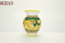 【GRANADA】■かわいいスペイン陶器■　フリル花瓶　MGRA9【W16cm×H21cm】　花瓶　フラワーベース　花器　スペイン陶器　トレド　民芸陶器　手描き　プレゼント　ギフト　可愛い