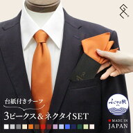 ◆3ピークスSET◆ ネクタイ＆挿すだけチーフセット 日本製 ふじやま織 シルク100% メンズ ブランド グラ…