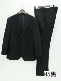 【大きいサイズ】グランバック/GRAND-BACK ウール混 2ボタン2ピーススーツ 黒無地柄 レギュラースタイルスーツ