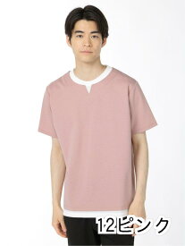 【値下げ】 フェイクレイヤード キーネック半袖Tシャツ Tシャツ/カットソー